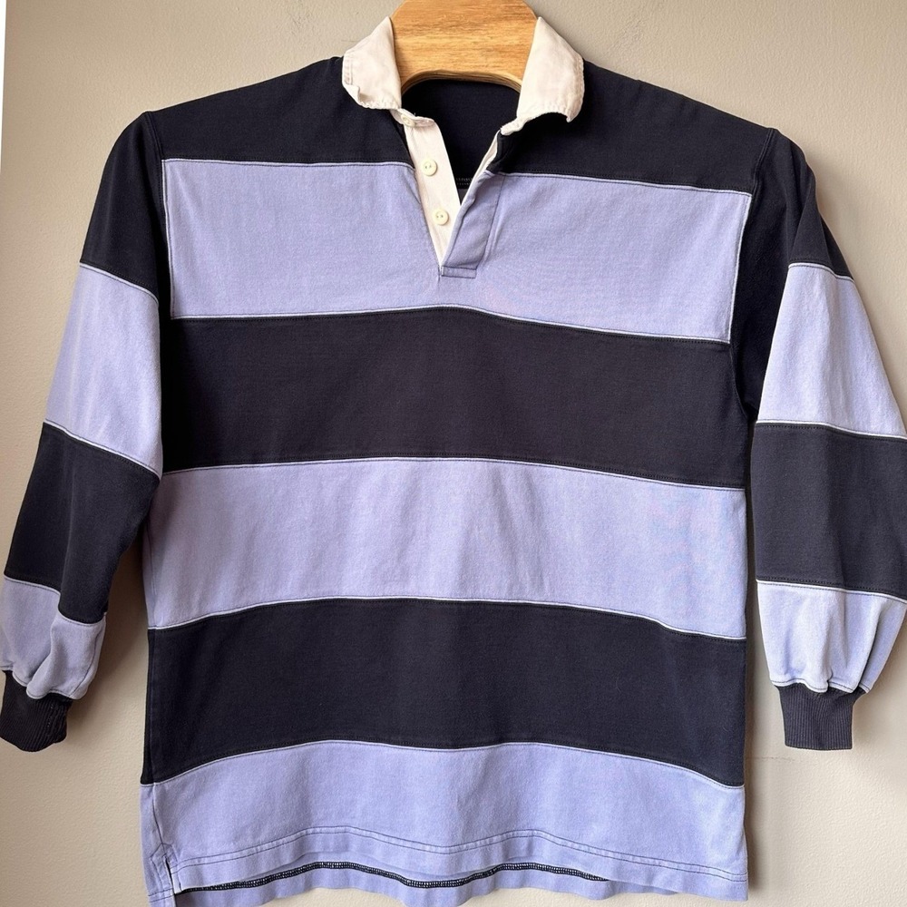 Vintage St Michael Marks & Spencer Rugby Shirt Mens Large Stripe Long Sleeve 90s